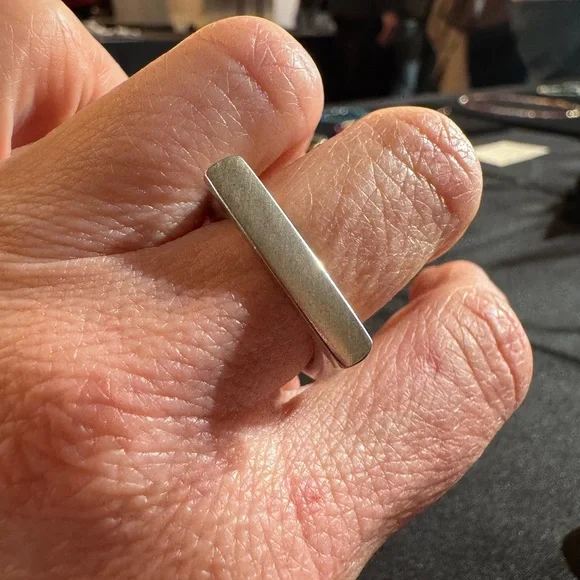 Handmade Silver Bar Ring Size 7 3/4 - Picture 3 of 4